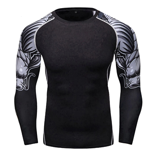 87% Polyester 13% Elastane <b>Mock</b> <b>Neck</b> 4-way Stretch Dual-layer Fabric Fast-drying Compression Shirts Rash Guard MMA BJJ - Product Image 3