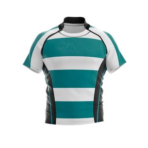 Maillot Rugby en Coton Style Rétro Old School à Rayures Verticales pour Hommes Demi-Manches Vêtements d'Équipe Design Personnalisé Maillots de Rugby - Product Image 2