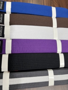 Jiu jitsu-cinturones de colores a rayas, logotipos personalizados de nueve líneas de costura, bjj, hechos en Pakistán - Product Image 4