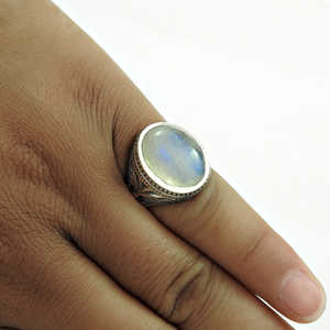 Retro Vintage Natural Rainbow Moonstone Gemstone <b>Ring</b> For <b>Men</b> Pure Sterling <b>Silver</b> 925 Gemstone <b>Ring</b> Handmade Bohemian Jewelry - Product Image 3