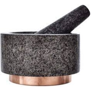 Mortero y Maja de forma redonda hecha de granito S0elling caliente con base de Metal Chapado en cobre Herramienta de molienda de utensilios de cocina de forma redonda - Product Image 1