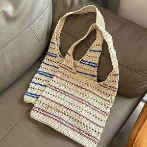 Bolso de Hombro de Ganchillo para Mujer, Hecho a Mano, Retro, de Hilo de Algodón Tejido, Novedad, Superventas Transfronterizo, Bolso de Playa - Product Image 5