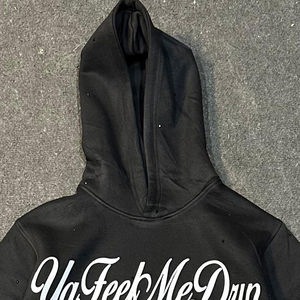 Conjunto de Dos Piezas de Pantalones Deportivos Anchos y Sudadera con Capucha para Hombre, Diseño Personalizado, Estilo Hip Hop, Estampado Urbano, Felpa Francesa con Pedrería - Product Image 2