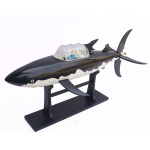 Submarino de tiburón hecho a mano de alta calidad, modelo náutico coleccionable, decoración submarina de dibujos animados Vintage, exhibición marítima única de Vietnam - Product Image 2