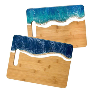 Diseño de lujo Ocean Wave Acabado Madera de olivo Azul Resina epoxi Corte Top Producto estándar Nueva llegada Diseño único - Product Image 2