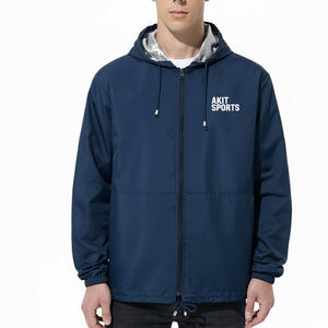 Chaqueta Cortavientos Ligera con Capucha, Nueva Moda, para Hombre, Impresión de Logotipo Personalizado en la Parte Delantera, Alta Calidad, MOQ Bajo - Product Image 1