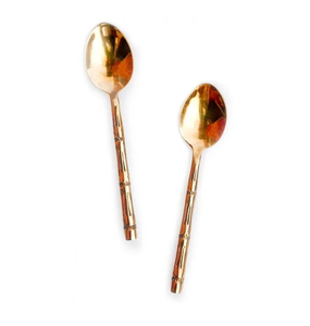 Lo último en cubiertos de primera calidad, cuchara de latón, mango de diseño martillado para hoteles, mango de bambú de mesa al mejor precio - Product Image 6