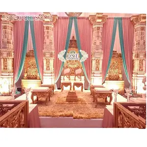 Royal Rajasthani Theme Open Wedding Mandap Indian Ajanta Ellora Pillars Wedding Mandap South Asian Wedding Decor Abhishek Mand