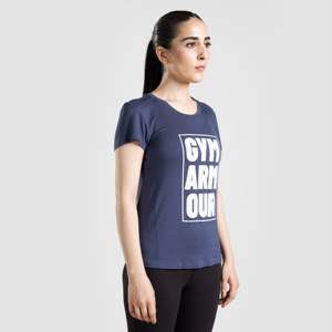เสื้อยืดเจอร์ซีย์สีน้ำเงินดัลล์บลูของยิมอาร์เมอร์พร้อมการตกแต่งโลโก้ - Product Image 3