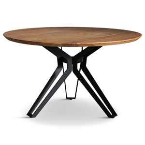 Juego de Mesa de Comedor Redonda de Madera de Mango Maciza con Patas Plegables de Metal Negro, Hecho a Mano, para Exteriores, Hoteles, Hogar y Restaurantes - Product Image 3