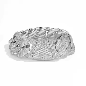 Premium 10K Gold & Silver 6-Inch Round Cut Lab Gown Diamond Micro Pave Prong Setting Heavyweight Hip Hop Jewelry For <b>Men</b> - Product Image 3