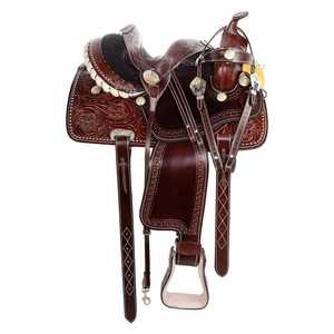Selle de cheval de course en cuir Western Barrel avec main classique | Conception usinée, disponible en plusieurs couleurs et tailles - Product Image 1