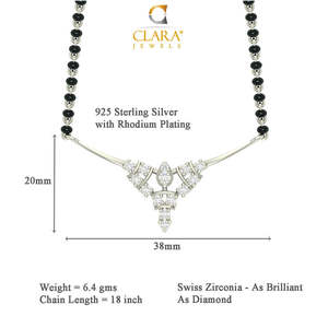 NOVAMART Fine Pure Silver Mangalsutra Necklace Geometric Pattern Gold Beads Strands Religious Wedding Gift for <b>Wife</b> Featuring Di - Product Image 4