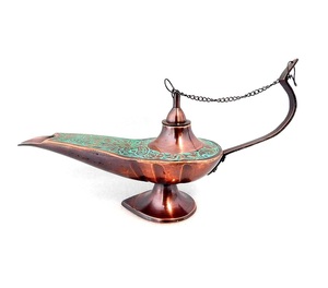 Lámpara de Aladino de latón antiguo Lámpara de Aladino de latón pulido liso Lámpara mágica Accesorios de vajilla para decoración. - Product Image 1