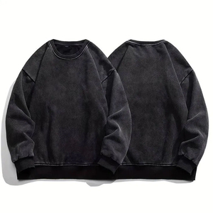 Stone Wash Lose Fit Oversized Vintage <b>Crewneck</b> Sweatshirt Custom Made Acid Wash Men's High Quality Printing Thermal Solid Winter - Product Image 6