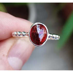 Handmade Boho Women's <b>Ring</b> with Natural Red <b>Garnet</b> 925 Solid Sterling <b>Silver</b> Elegant Oval Gemstone for Gift - Product Image 6