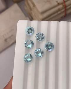 Piedra preciosa facetada de forma redonda Azul Aguamarina natural de 2mm a 6mm piedras de Aguamarina sueltas de corte brillante para joyería - Product Image 5