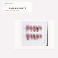 Faux ongles à presser faits main, forme amande moyenne, ombré lilas rose, pointe française blanche, cœur or rose, pour femmes, 10 pièces