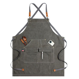 Style de lavage personnalisé coton Denim unisexe réglable Bule cuisson tablier de cuisine avec poches - Product Image 6