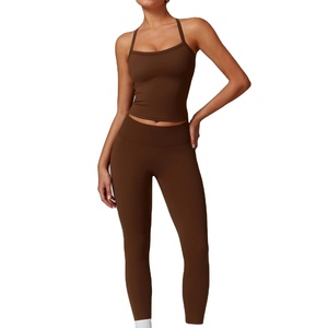 Ensemble de yoga sans coutures pour femmes, leggings taille haute avec soutien-gorge de sport, vêtements de sport pour la gymnastique, l'entraînement, le fitness, vêtements d'entraînement extensibles - Product Image 1