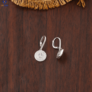 0.747 TDW rond brillant coupe diamant boucle d'oreille 18k or blanc Labgrown diamant Hpht/Cvd diamant bijoux - Product Image 4