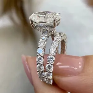 Anillo de Compromiso Clásico TISHYA DIAMOND, Plata de Ley 925, Chapado en Oro Rosa, Moissanita de Corte Brillante Redondo de 3.50 Quilates - Product Image 1