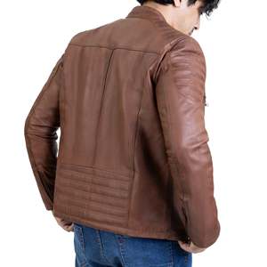 Blouson aviateur en cuir pour hommes coupe décontractée tendance 2025 veste pour hommes - Product Image 5