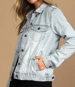 Chaqueta Vaquera Larga Elástica Personalizada para Mujer, Chaqueta de Mezclilla de Algodón Azul, Lisa, para Invierno, Talla Grande - Product Image 2