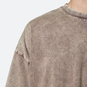 T-shirts en coton 100% de qualité supérieure, style oversize, délavés à l'acide, solides, fabriqués sur mesure, vêtements d'été respirants, séchage rapide, écologiques - Product Image 5