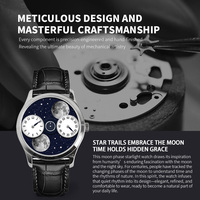 Montre personnalisée unique avec logo de marque, mouvement mécanique 9015 automatique, phase de lune, cadran en aventurine, acier inoxydable, saphir