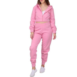 Chándal deportivo de Invierno para mujer, sólido, cómodo, con capucha y pantalones para correr, conjunto de moda para gimnasio, ropa deportiva, logotipo personalizado, venta al por mayor - Product Image 2