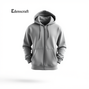 Sweat à capuche zippé de couleur unie pour hommes veste décontractée en polaire chaude automne hiver superposition confortable vêtements d'extérieur élégants personnalisables - Product Image 2