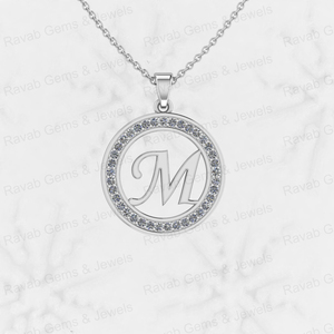 Solid 925 Sterling Silver 18K Gold Filled 22mm <b>Letter</b> Coin Disc Zircon Diamond Women <b>Charm</b> Pendant Necklace Personalized Jewelry - Product Image 6