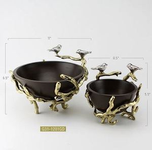 Elegant Metal <b>Bowl</b> with Hand Sculpture Stand for Serving Display Food Fruits Dining Table Decoration <b>Silver</b> Color Round Shape - Product Image 3