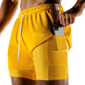 Wholesale 2in1 Athletic Running <b>Shorts</b> 100% Polyester Cotton Double Layer Jogger <b>Sport</b> Gym latest Active Wear for Men - Product Image 1
