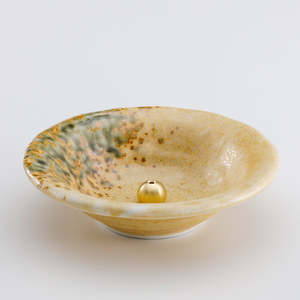 ชุดจานวางเครื่องหอมเซรามิกแบบดั้งเดิมและเตาเผาเครื่องหอมทองเหลือง - สีส้ม - Product Image 2