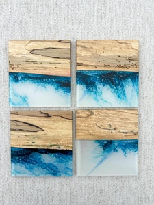 Posavasos de piedra y resina de perlas blancas elegantes, Juego de vasos hechos a mano para decoración del hogar, Regalos especiales y estilo de mesa - Product Image 2