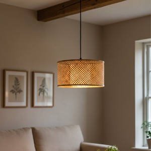 Abat-jour suspendu en bambou rustique fait à la main, écologique, design moderne, pour cuisine, salles à manger, restaurants - Product Image 6