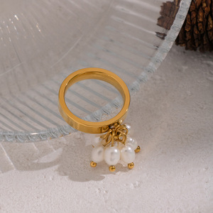 Anillo Delgado de Acero Inoxidable con Perlas Naturales de Agua Dulce X&L y Oro de 18K, Resistente al Agua, para el Dedo Índice, Joyería de Moda para Mujer, Regalo, Venta al Por Mayor - Product Image 3