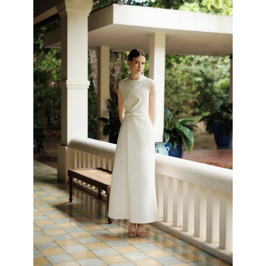 Hot Trench Dresses Women Lady Elegant Sleeveless Yuri Twist Midi Dress Sand  Jacquard Fabric Women'S Clothing Whiteant Vietnam| Alibaba.com