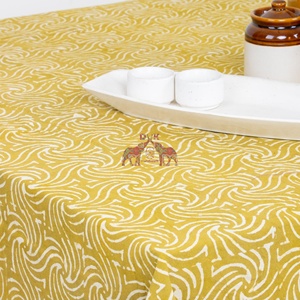 Latest Indian Dabu Striped Block Print Cotton <b>Tablecloth</b> Table Cloth for Dinning Table Beautiful Printed Dinner Table Decor - Product Image 5