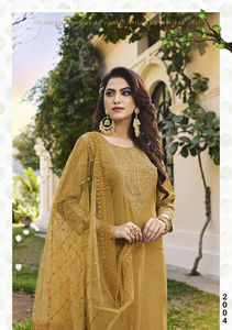 Colección de tres piezas de viscosa elegante con Secuencia de bordado pesado trabajo Kurti pantalón con proveedor Dupatta de Surat - Product Image 2
