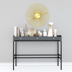 CST009 Modern Luxury <b>Console</b> <b>Table</b> with Drawers Rustic Glass and Metal <b>for</b> <b>Entry</b> Living Room or Hotel Use - Product Image 3