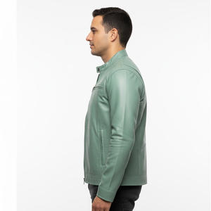 Veste de moto en peau de mouton pour hommes fournisseur de gros d'usine personnalisé OEM vêtements d'extérieur chauds élégants et durables en cuir de motard vêtements d'hiver - Product Image 3