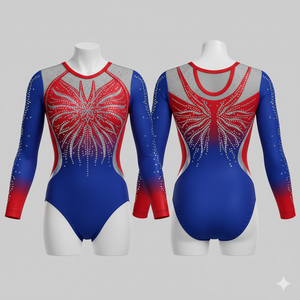 Elegant <b>Girls</b> Gymnastics <b>Leotard</b> Pink Silver Royal Blue <b>Black</b> Gold Red White Purple Green Stone Work Luxury Wear - Product Image 3