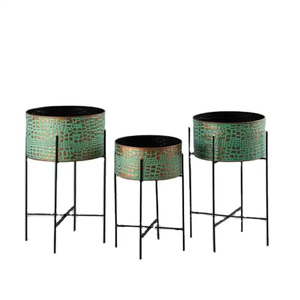 Maceta y maceta de diseño clásico, maceta decorativa de Metal marrón con recubrimiento en polvo con soporte para decoración del hogar, SET/3 - Product Image 3