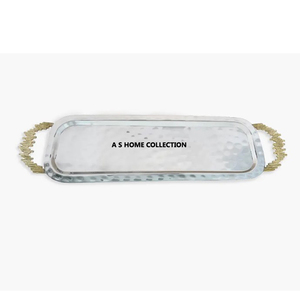 Standard Design Home Decor Fruits Golden Decorative Brass Serving Storage <b>Trays</b> for <b>Kitchen</b> Outdoor Luxurious Food <b>Tray</b> - Product Image 5