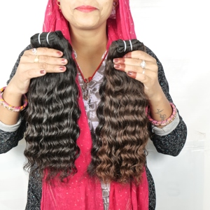 Vente en gros 100% extensions de cheveux humains de temple indien vierge brut meilleure qualité ondulée cuticule alignée vagues naturelles compétitives - Product Image 6