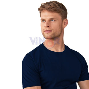 Camiseta de entrenamiento de gimnasio con cuello redondo de algodón 100% para hombre, ropa deportiva de punto transpirable, ligera y antiarrugas, informal, servicio OEM - Product Image 4