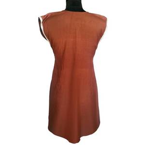 Robe midi personnalisée marron tissée écologique avec manches courtes style dentelle, tenue décontractée de plage pour la maternité, tendance, pour le travail et les vacances - Product Image 1